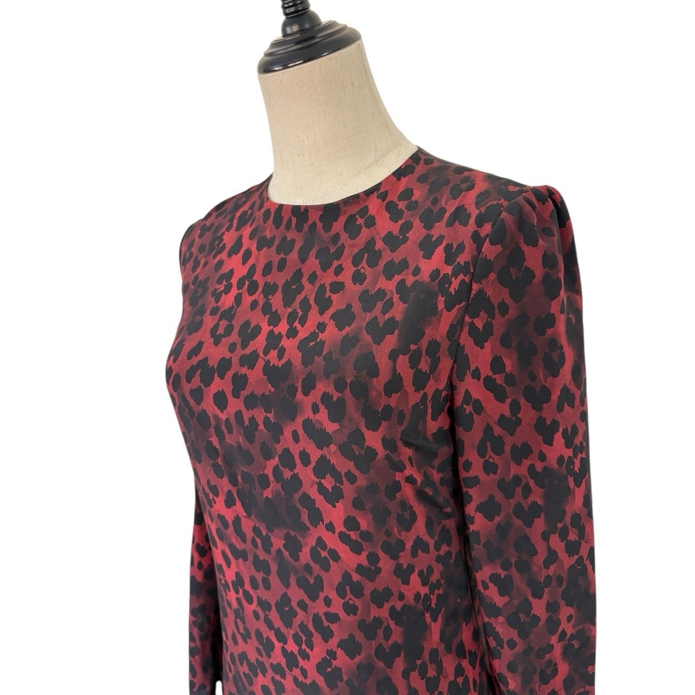 Saint Laurent Dress Womens XS Leopard Print Silk Mini Long Sleeve Indie Sleaze - Picture 5 of 10